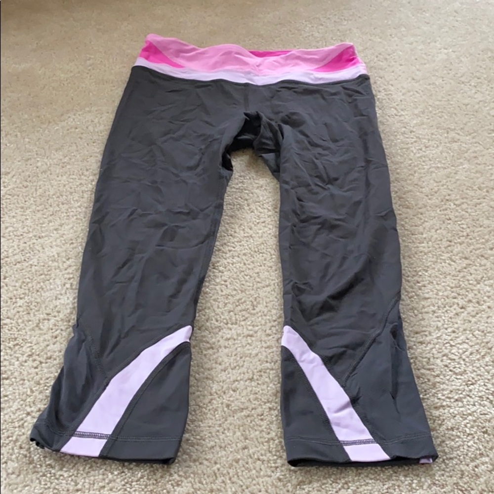 Pink and Gray Lululemon Crop Leggings